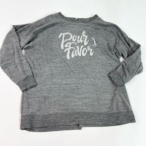 Wildfox Pullover Sweatshirt Women's XL Pour Favor Iridescent Lettering Raglan